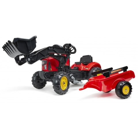 FALK Traktorek Supercharger Czerwony Otwierana Maska z Przyczepką + Łyżka Od 2 Roku Życia FALK FALK Traktorek Supercharger Czerwony Otwierana Maska z Przyczepką + Łyżka Od 2 Roku Życia FALK