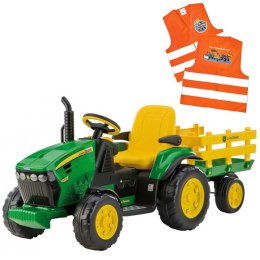 Traktor Na akumulator z Przyczepą John Deere + Kamizelka GRATIS Peg Perego