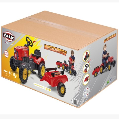 FALK Traktorek Red Supercharger Czerwony Otwierana Maska Od 2 Lat FALK FALK Traktorek Red Supercharger Czerwony Otwierana Maska Od 2 Lat FALK