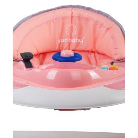 Chodzik z kierownicą - różowo szary SUN BABY Chodzik z kierownicą - różowo szary SUN BABY