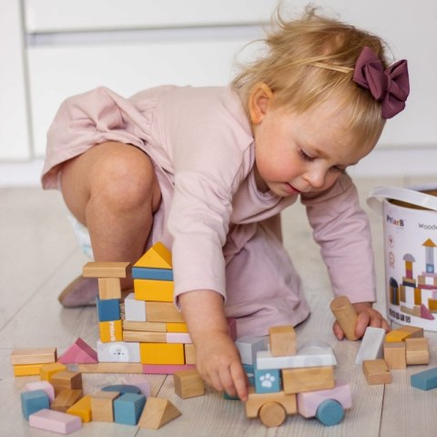 Zestaw drewnianych klocków w wiaderku - 60 elementów - Viga PolarB Viga Toys Zestaw drewnianych klocków w wiaderku - 60 elementów - Viga PolarB Viga Toys