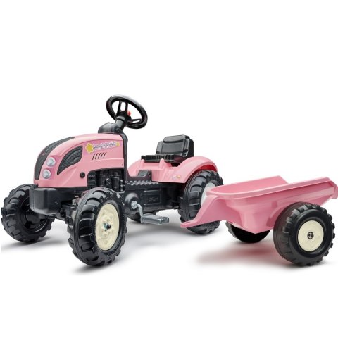 FALK Traktor Country Star Różowy na Pedały + Przyczepka i Klakson od 2 Lat. FALK FALK Traktor Country Star Różowy na Pedały + Przyczepka i Klakson od 2 Lat. FALK