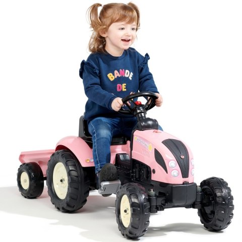 FALK Traktor Country Star Różowy na Pedały + Przyczepka i Klakson od 2 Lat. FALK FALK Traktor Country Star Różowy na Pedały + Przyczepka i Klakson od 2 Lat. FALK
