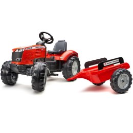 FALK Traktor Massey Ferguson Czerwony na Pedały z Przyczepką od 3 Lat FALK