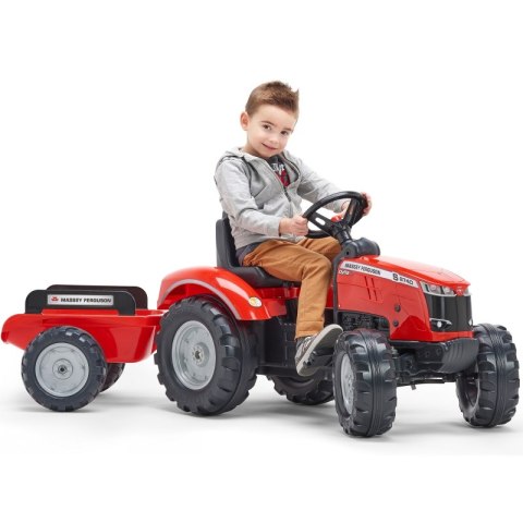 FALK Traktor Massey Ferguson Czerwony na Pedały z Przyczepką od 3 Lat FALK FALK Traktor Massey Ferguson Czerwony na Pedały z Przyczepką od 3 Lat FALK