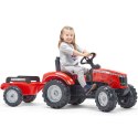 FALK Traktor Massey Ferguson Czerwony na Pedały z Przyczepką od 3 Lat FALK