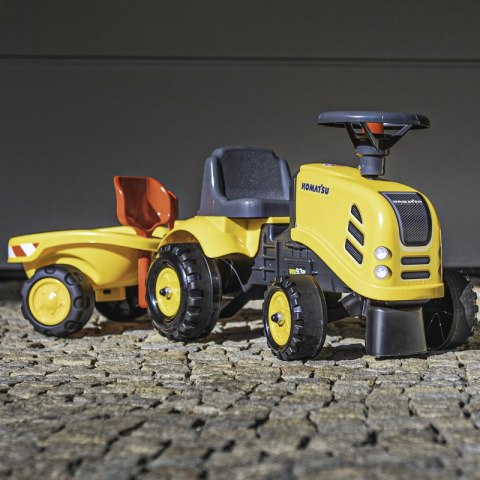 FALK Traktorek Baby Komatsu Żółty z Przyczepką + akc. od 1 roku FALK FALK Traktorek Baby Komatsu Żółty z Przyczepką + akc. od 1 roku FALK