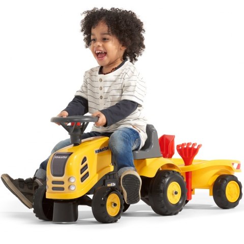 FALK Traktorek Baby Komatsu Żółty z Przyczepką + akc. od 1 roku FALK FALK Traktorek Baby Komatsu Żółty z Przyczepką + akc. od 1 roku FALK