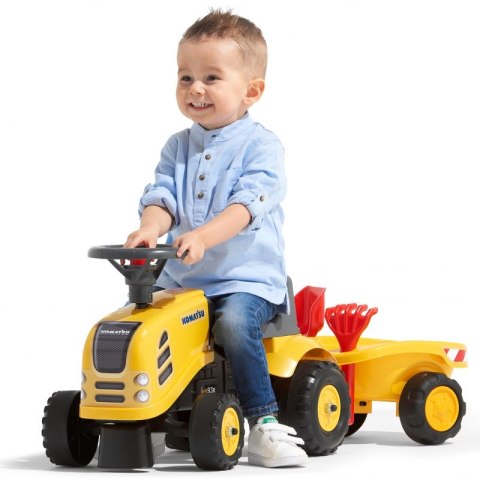 FALK Traktorek Baby Komatsu Żółty z Przyczepką + akc. od 1 roku FALK FALK Traktorek Baby Komatsu Żółty z Przyczepką + akc. od 1 roku FALK