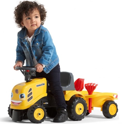 FALK Traktorek Baby Komatsu Żółty z Przyczepką + akc. od 1 roku FALK FALK Traktorek Baby Komatsu Żółty z Przyczepką + akc. od 1 roku FALK