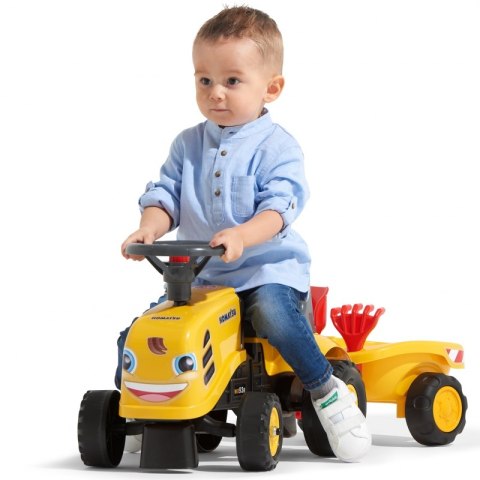 FALK Traktorek Baby Komatsu Żółty z Przyczepką + akc. od 1 roku FALK FALK Traktorek Baby Komatsu Żółty z Przyczepką + akc. od 1 roku FALK
