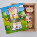 Viga Drewniana Układanka Logiczna Puzzle Ubierz Misia Dziewczynkę Viga Toys