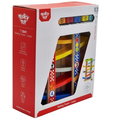 TOOKY TOY Kolorowa Zjeżdżalnia Tor Dla Samochodów Tooky Toy TOOKY TOY Kolorowa Zjeżdżalnia Tor Dla Samochodów Tooky Toy