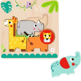 Tooky Toy Drewniane Puzzle Wielowarstwowe Tablica Zwierzątka Leśne 7 el. Tooky Toy