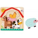 Tooky Toy Drewniane Puzzle Wielowarstwowe Tablica Zwierzątka na Farmie 7 el. Tooky Toy