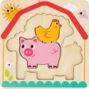 Tooky Toy Drewniane Puzzle Wielowarstwowe Tablica Zwierzątka na Farmie 7 el. Tooky Toy