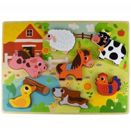 Tooky Toy Drewniane Puzzle Zwierzątka Farma Dopasuj Kształty Tooky Toy