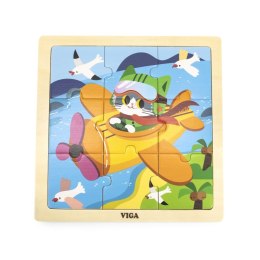 VIGA Poręczne Drewniane Puzzle Samolot 9 elementów Viga Toys