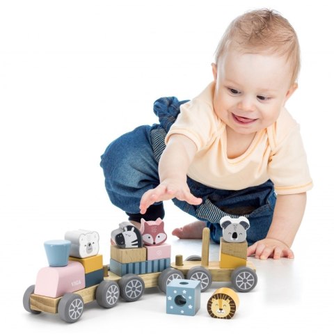 Viga Drewniana Kolejka z wagonikami i zwierzątkami do ciągnięcia PolarB Viga Toys Viga Drewniana Kolejka z wagonikami i zwierzątkami do ciągnięcia PolarB Viga Toys