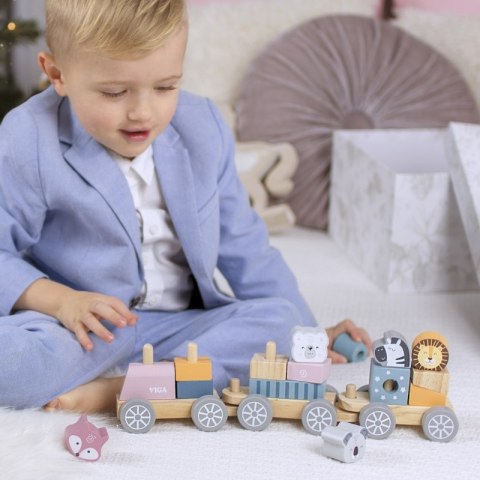 Viga Drewniana Kolejka z wagonikami i zwierzątkami do ciągnięcia PolarB Viga Toys Viga Drewniana Kolejka z wagonikami i zwierzątkami do ciągnięcia PolarB Viga Toys