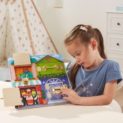 Viga Drewniana Tablica Manipulacyjna Zamek i Zatrzask Dom Viga Toys