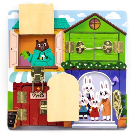 Viga Drewniana Tablica Manipulacyjna Zamek i Zatrzask Dom Viga Toys