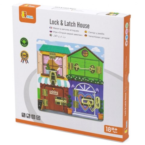 Viga Drewniana Tablica Manipulacyjna Zamek i Zatrzask Dom Viga Toys