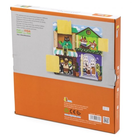 Viga Drewniana Tablica Manipulacyjna Zamek i Zatrzask Dom Viga Toys