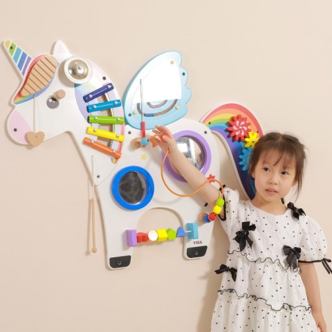 Viga Drewniana Tablica Sensoryczna Manipulacyjna Jednorożec Certyfikat FSC Viga Toys