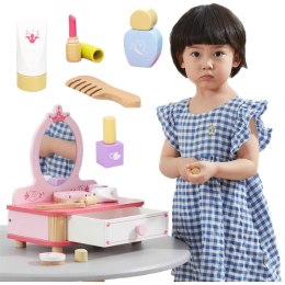 Viga Różowa Toaletka Drewniana Do Makijażu z Lustrem + Akcesoria Viga Toys