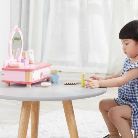 Viga Różowa Toaletka Drewniana Do Makijażu z Lustrem + Akcesoria Viga Toys
