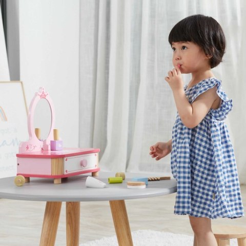 Viga Różowa Toaletka Drewniana Do Makijażu z Lustrem + Akcesoria Viga Toys