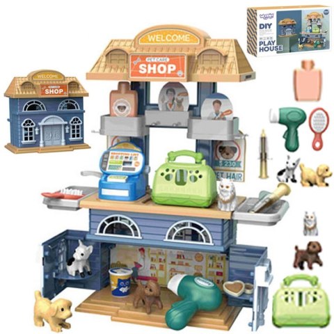 WOOPIE Domek 2w1 Sklep Zoologiczny + Salon Urody 33 el. Woopie