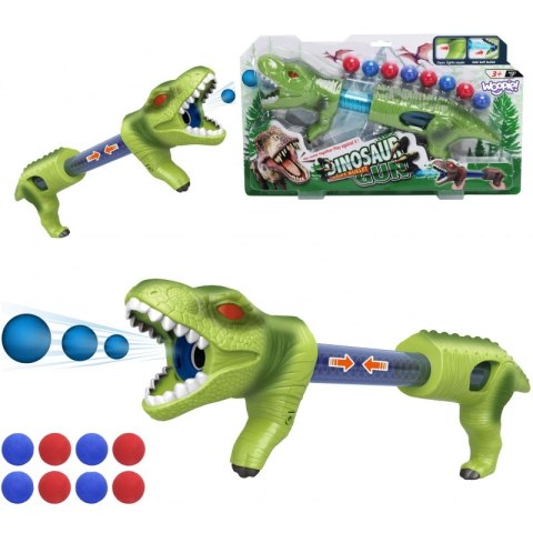 WOOPIE Pistolet na Piłki Kulki Piankowe Wyrzutnia Automatyczna Dinozaur 9 el. Woopie