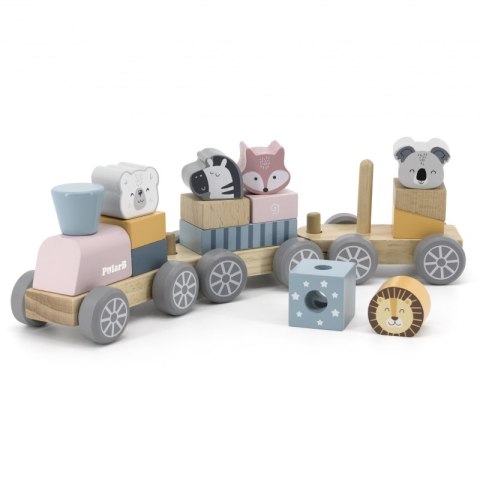 Viga Drewniana Kolejka z wagonikami i zwierzątkami do ciągnięcia PolarB Viga Toys Viga Drewniana Kolejka z wagonikami i zwierzątkami do ciągnięcia PolarB Viga Toys