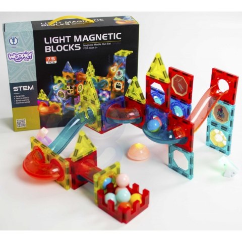 WOOPIE Klocki Magnetyczne Tor Kulkowy Świetlny 75 el. Woopie WOOPIE Klocki Magnetyczne Tor Kulkowy Świetlny 75 el. Woopie