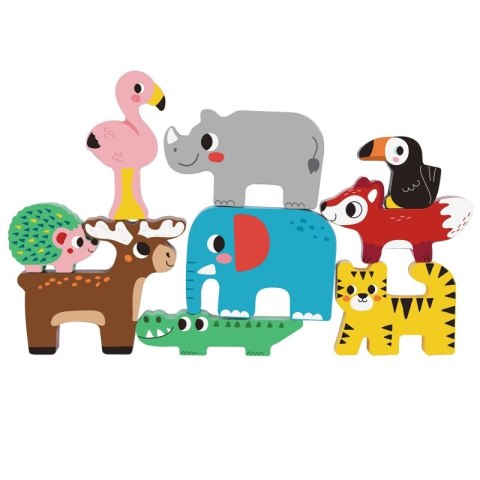 TOOKY TOY Drewniane Klocki Zwierzątka 9 Elementów Tooky Toy