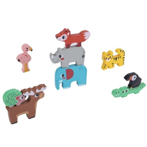 TOOKY TOY Drewniane Klocki Zwierzątka 9 Elementów Tooky Toy