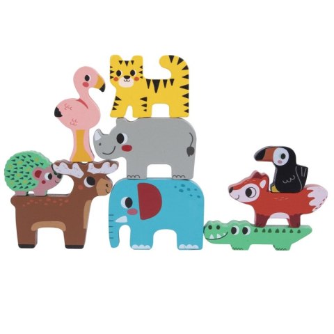 TOOKY TOY Drewniane Klocki Zwierzątka 9 Elementów Tooky Toy