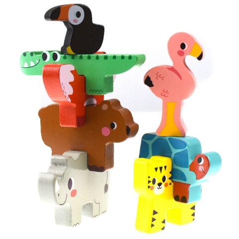 TOOKY TOY Drewniane Klocki Zwierzątka 9 Elementów Tooky Toy