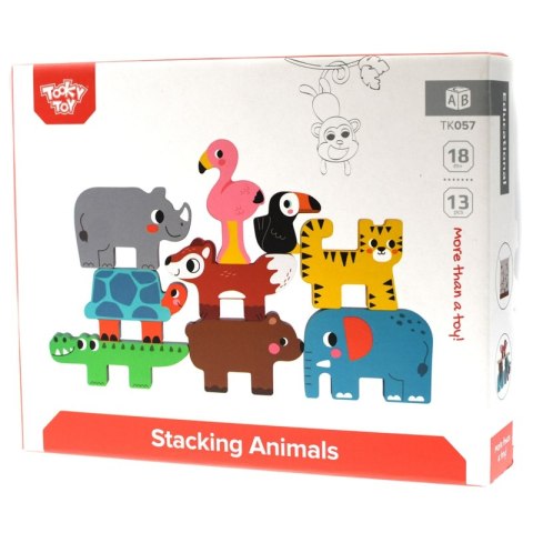 TOOKY TOY Drewniane Klocki Zwierzątka 9 Elementów Tooky Toy