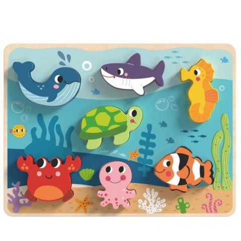 TOOKY TOY Drewniane Puzzle Świat Morza Montessori Rybki Żółwik Dopasuj Kształty Tooky Toy TOOKY TOY Drewniane Puzzle Świat Morza Montessori Rybki Żółwik Dopasuj Kształty Tooky Toy