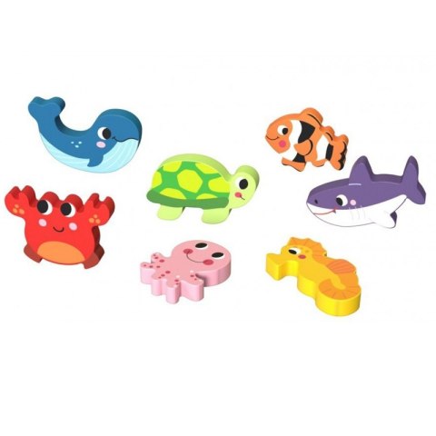 TOOKY TOY Drewniane Puzzle Świat Morza Montessori Rybki Żółwik Dopasuj Kształty Tooky Toy TOOKY TOY Drewniane Puzzle Świat Morza Montessori Rybki Żółwik Dopasuj Kształty Tooky Toy