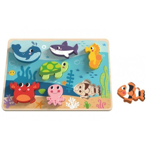 TOOKY TOY Drewniane Puzzle Świat Morza Montessori Rybki Żółwik Dopasuj Kształty Tooky Toy TOOKY TOY Drewniane Puzzle Świat Morza Montessori Rybki Żółwik Dopasuj Kształty Tooky Toy