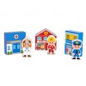 TOOKY TOY Drewniany Zestaw Budynków i Figurek Miasto Policja Szpital Remiza Policjant Doktor Strażak Tooky Toy
