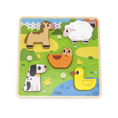 VIGA Drewniana Układanka Puzzle Zwierzątka Farma do Dopasowania Viga Toys VIGA Drewniana Układanka Puzzle Zwierzątka Farma do Dopasowania Viga Toys