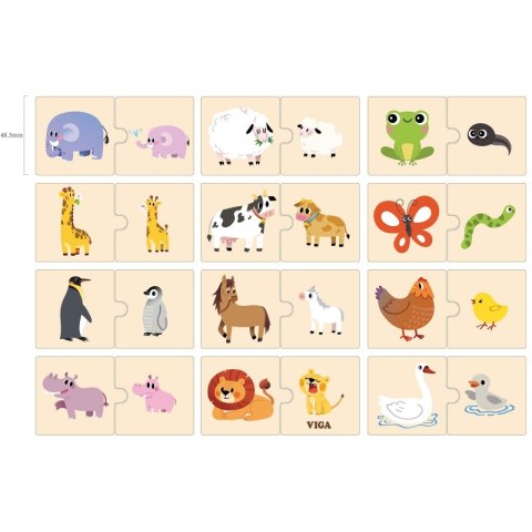VIGA Drewniane Puzzle Układanka Zwierzątka Małe i Duże Viga Toys VIGA Drewniane Puzzle Układanka Zwierzątka Małe i Duże Viga Toys