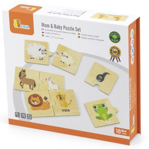 VIGA Drewniane Puzzle Układanka Zwierzątka Małe i Duże Viga Toys VIGA Drewniane Puzzle Układanka Zwierzątka Małe i Duże Viga Toys
