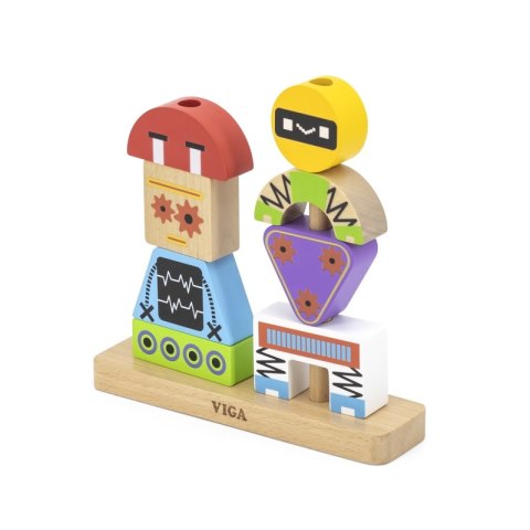 VIGA Układanka Piramidka Roboty + Wzory 8 el. Viga Toys VIGA Układanka Piramidka Roboty + Wzory 8 el. Viga Toys
