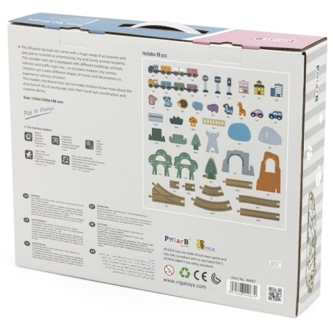 VIGA PolarB Drewniana kolejka dla dzieci Pociąg Tor 90 elementów Viga Toys VIGA PolarB Drewniana kolejka dla dzieci Pociąg Tor 90 elementów Viga Toys